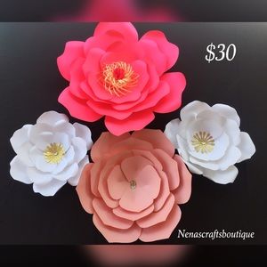 Pink and white Handmade paper flowers
