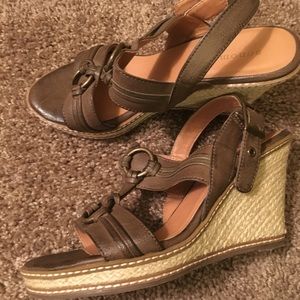 Brown Strap Wedge Sandals