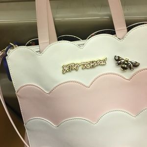 Betsey Johnson Baby Pink and White Purse