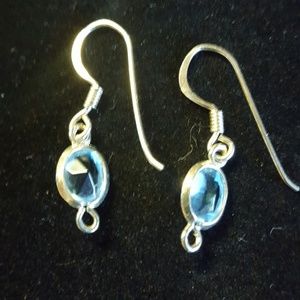 Dainty sterling silver blue topaz earrings