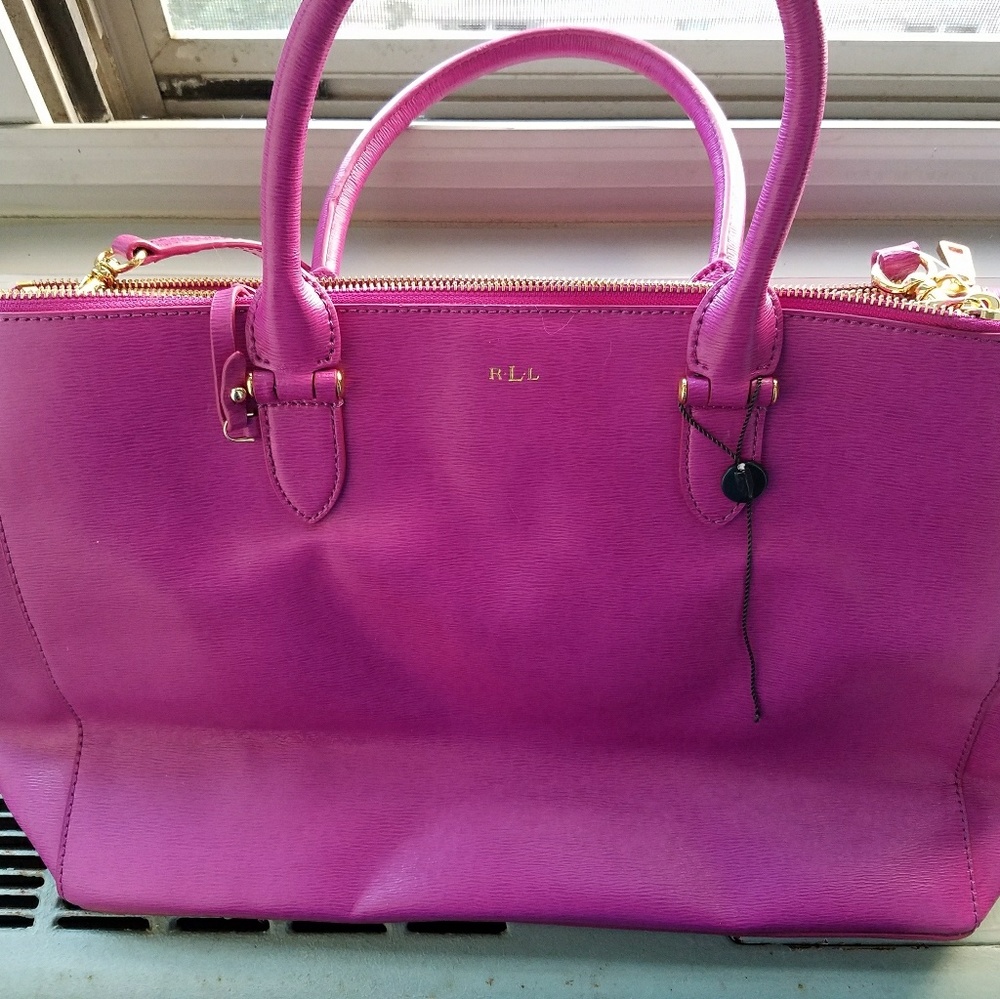 Ralph Lauren leather bag, structured, 3 sections