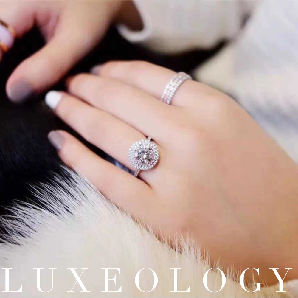 "Danica" 2ct Micro Pavé Pink Halo Ring