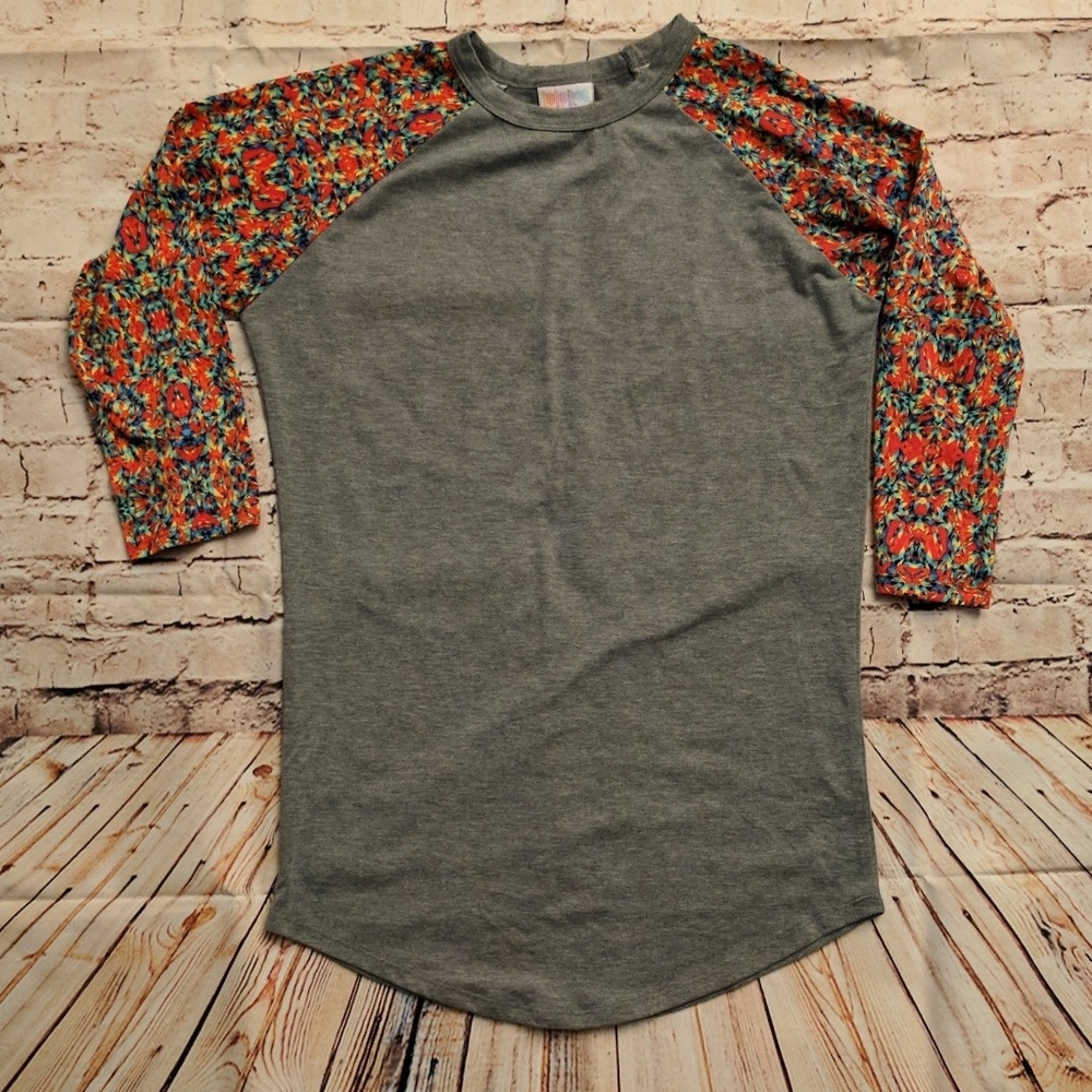 Lularoe Randy XXS Heather Gray Raglan Tee - Picture 3 of 4