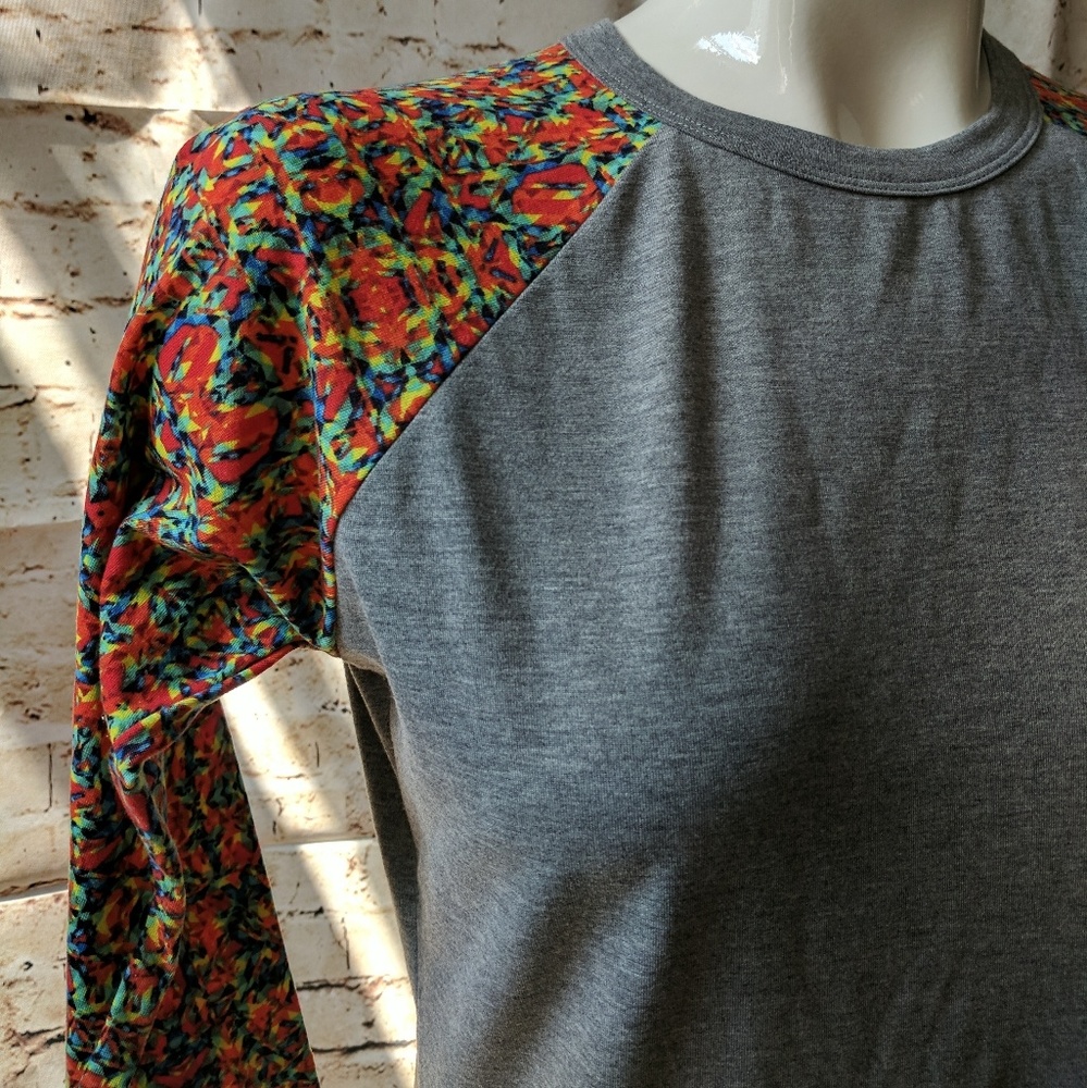 Lularoe Randy XXS Heather Gray Raglan Tee - Picture 2 of 4