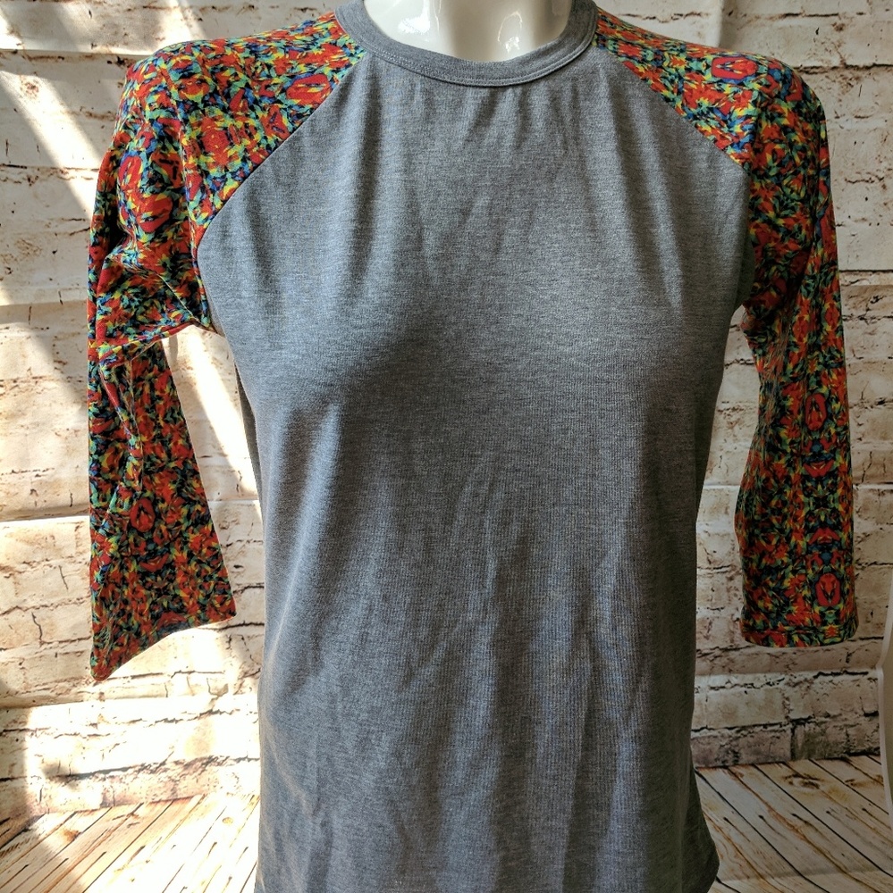 Lularoe Randy XXS Heather Gray Raglan Tee - Picture 1 of 4