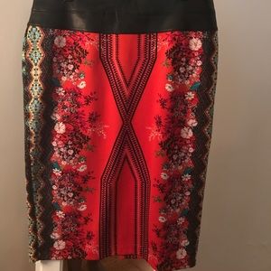 Bisou Bisou Red & Black multi color skirt