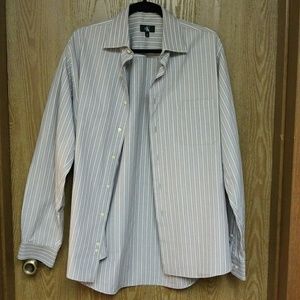 Calvin Klein Mens Large Dress Shirt Gray Striped