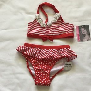 Girls bikini red and white