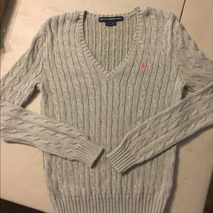 Ralph Lauren Silver/Grey LS Cable Knit Sweater