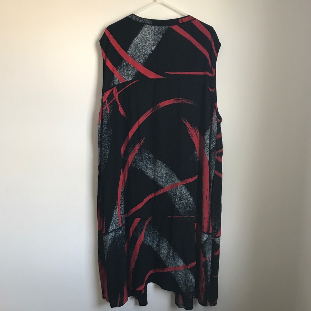 Mail Open Long Duster Plus Size Black Print - Picture 2 of 8