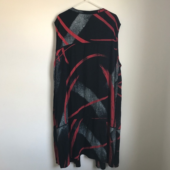 Mail Open Long Duster Plus Size Black Print - Picture 2 of 8