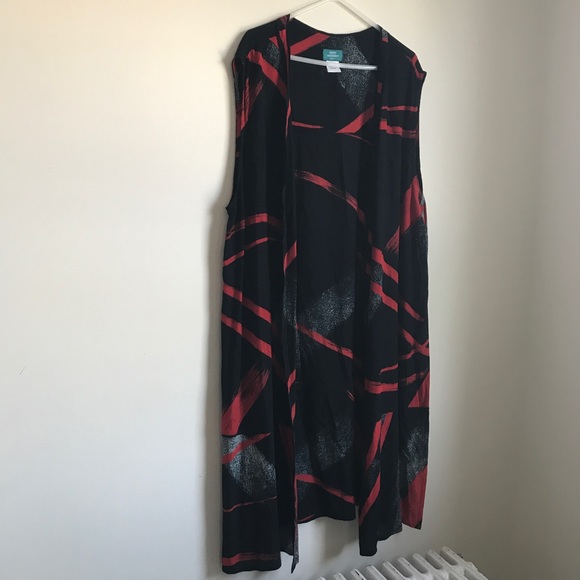 Mail Open Long Duster Plus Size Black Print - Picture 3 of 8