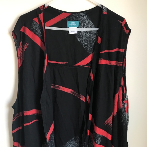 Mail Open Long Duster Plus Size Black Print - Picture 5 of 8