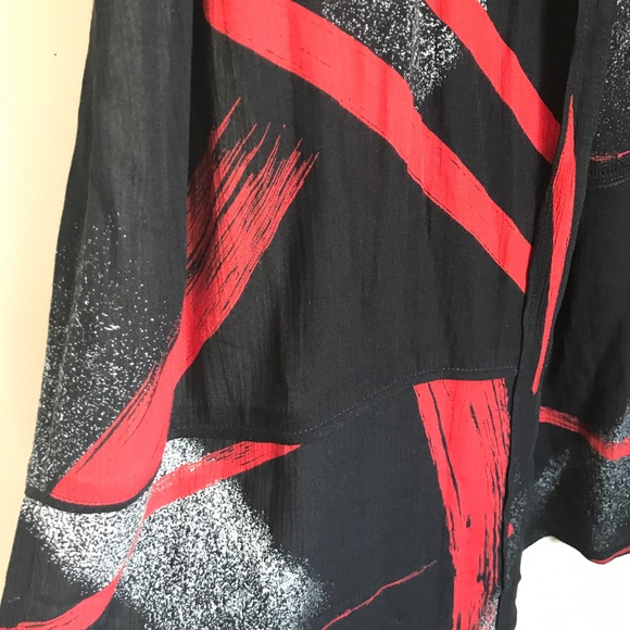 Mail Open Long Duster Plus Size Black Print - Picture 8 of 8