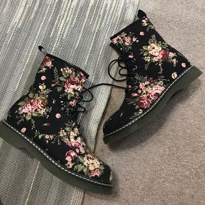 Floral Combat Boots