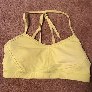 Yellow lulu strappy sports bra