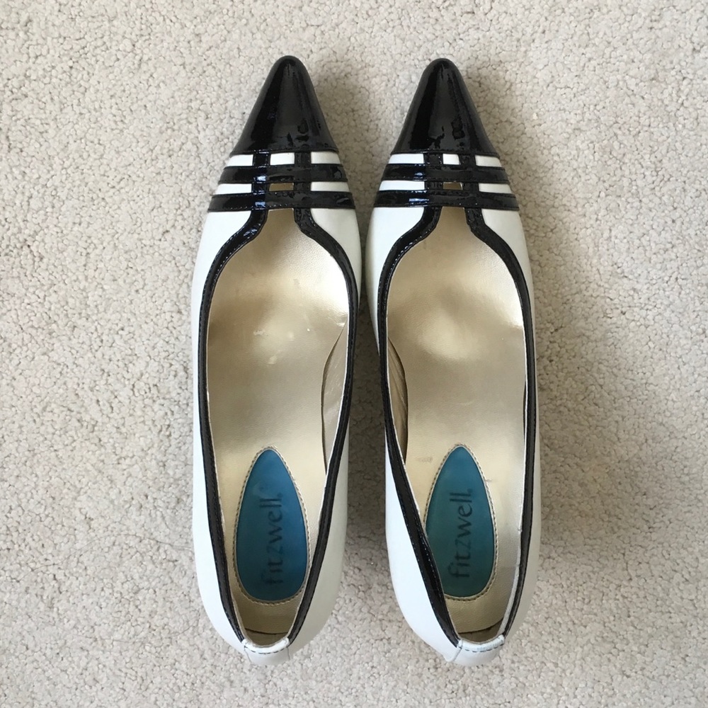 Fitzwell Gilda Black/Ivory Leather Heels 7.5