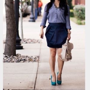 J Crew Navy Tulip Skirt, 00