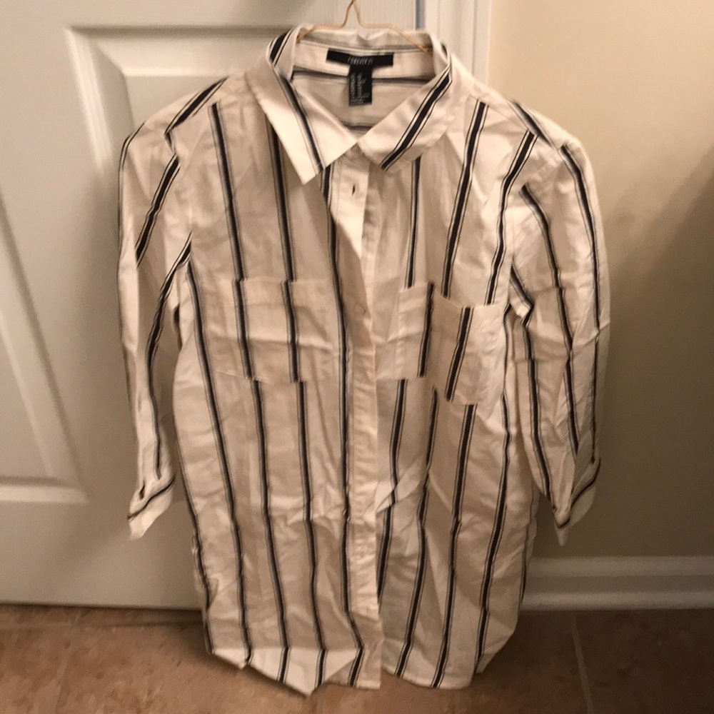 Forever 21 blue/white striped shirt dress.