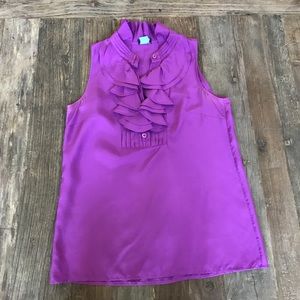 J Crew - Purple Ruffle Front Silk Cami