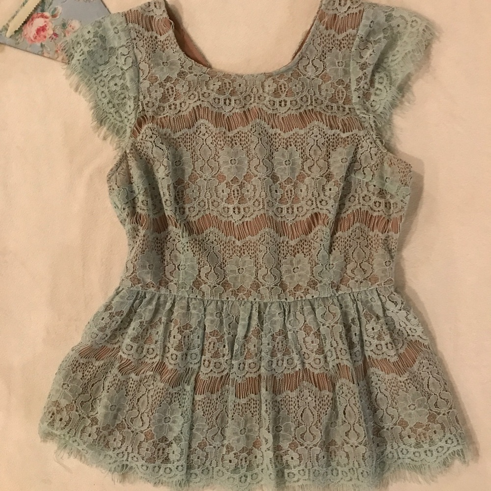 Anthropologie lace peplum top