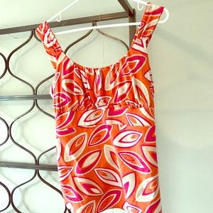 Pink, orange and white summer top