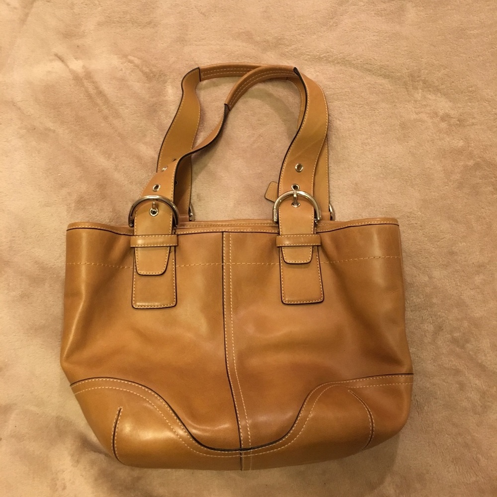 💯Coach Tan Leather Satchel &a Wallet