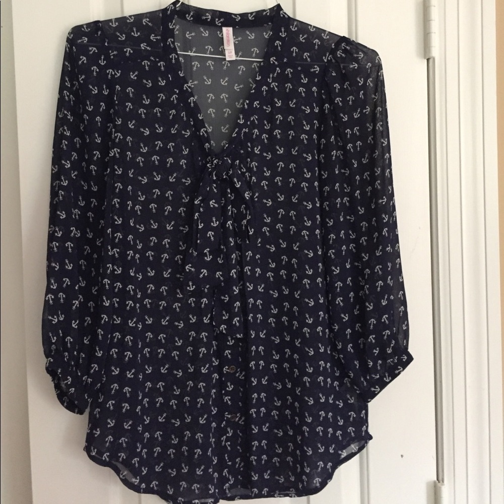 Anchor print tunic with tie