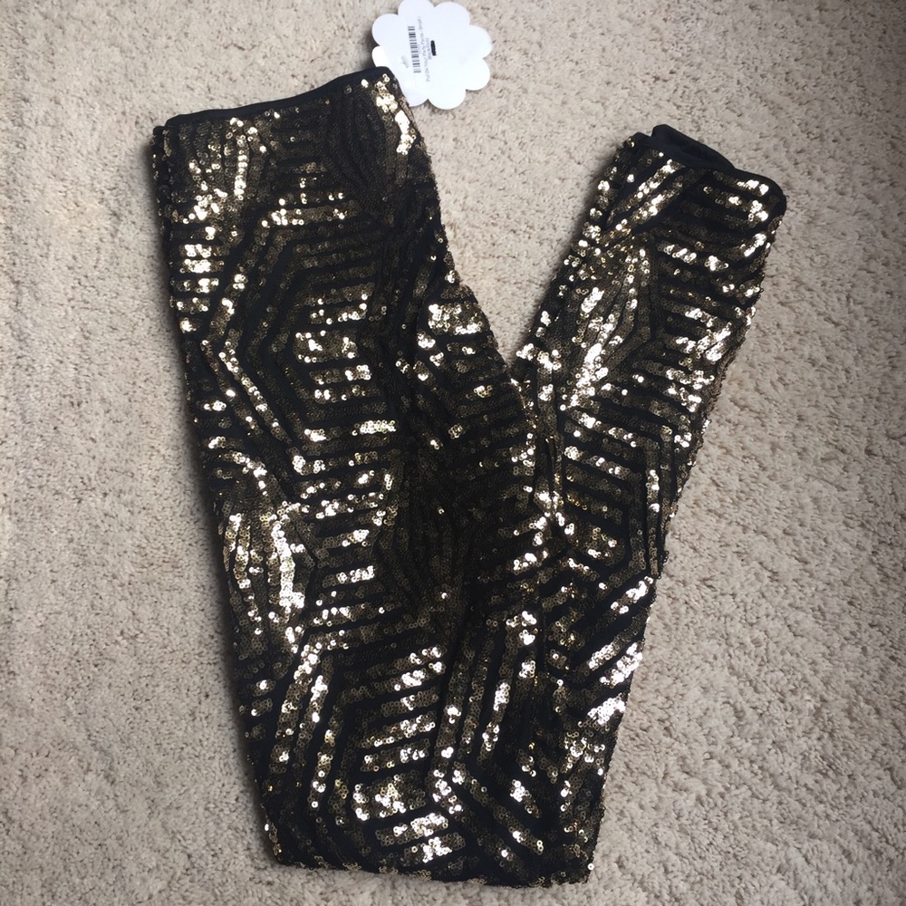 Gold sequin leggings