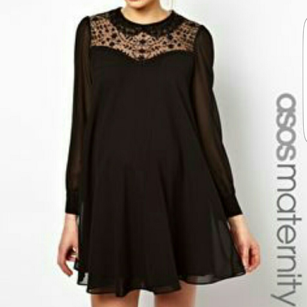 ASOS Beautiful Black lace marernity dress
