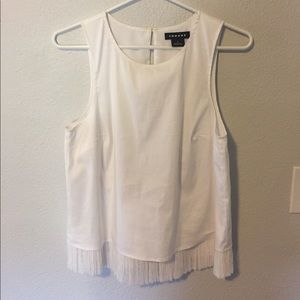 Trouve White fringe top