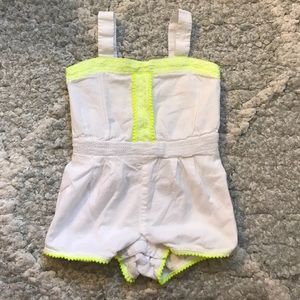 janie and jack white/neon yellow trim romper.
