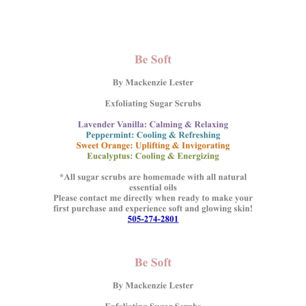 Be Soft All Natural Sugar Scrubs and Soap Bars - Picture 1 of 1