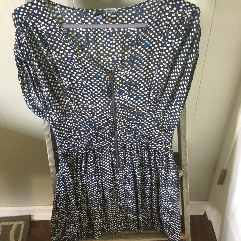 Ezra Dotted Blue and White Zippered Dress