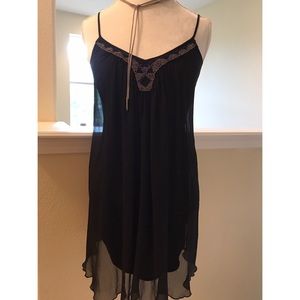 EXPRESS SPAGHETTI STRAP BEADED V-NECK DRESS