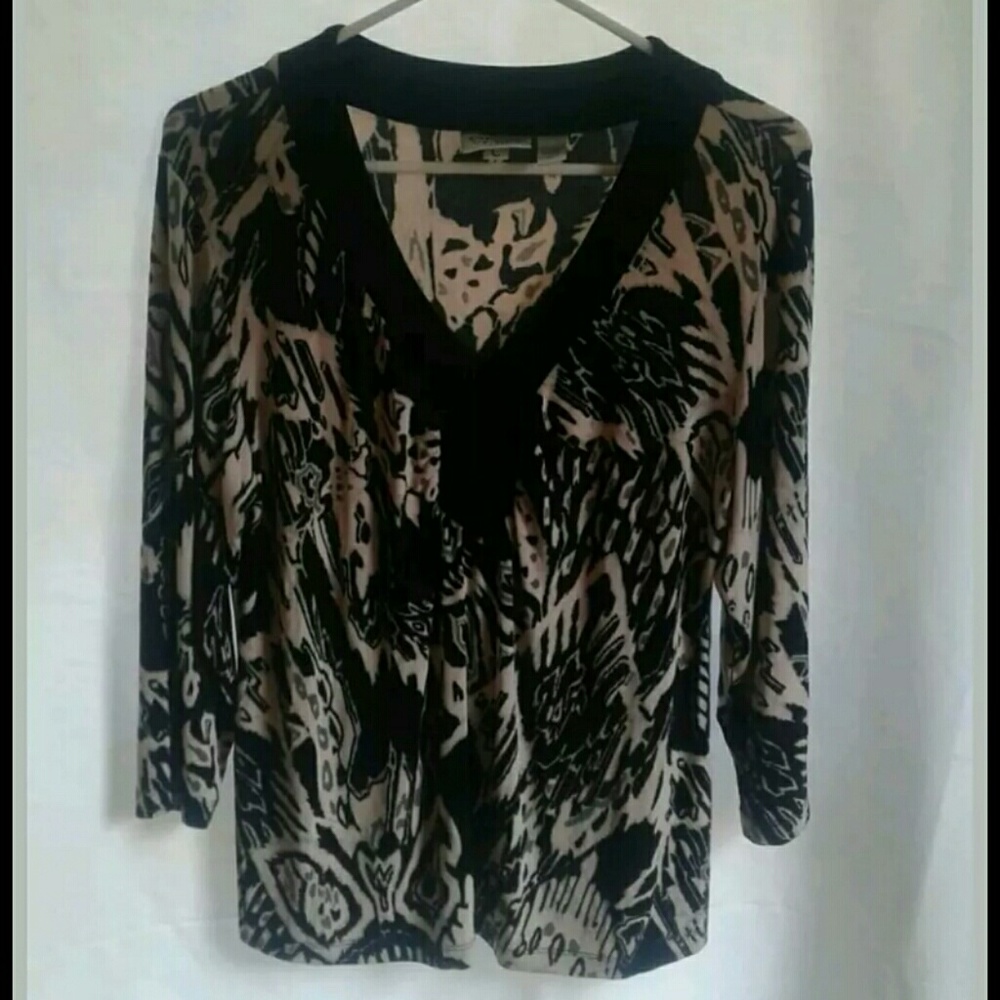 Chicos Travelers Womens Pullover Blouse Sz 2 (E)