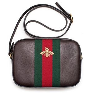 Authentic Gucci bee crossbody.DARK BROWN