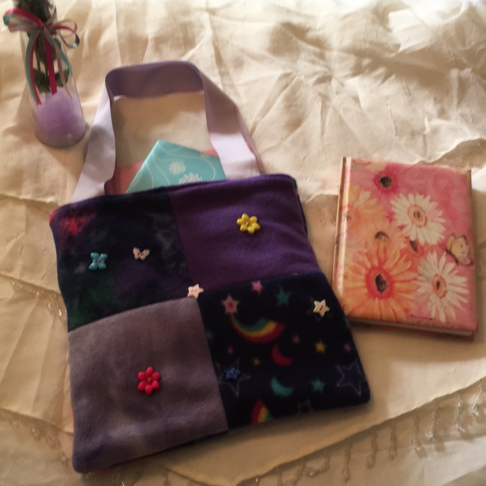 Handmade purple fleece tote