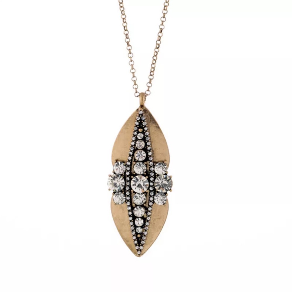 Gold Leaf Crystal Pendant Necklace