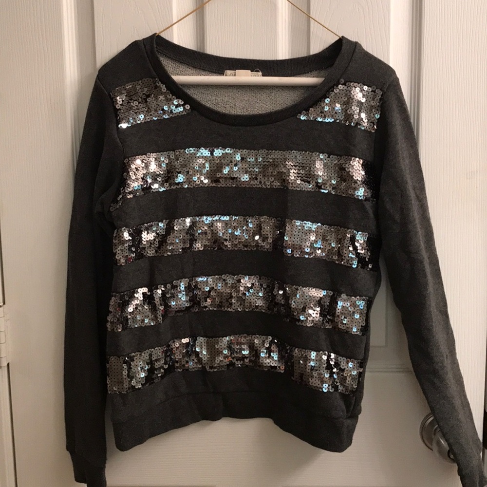 Gray sequined Forever 21 sweater.