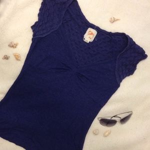 Anthro C. Keer purple eyelet v-neck top