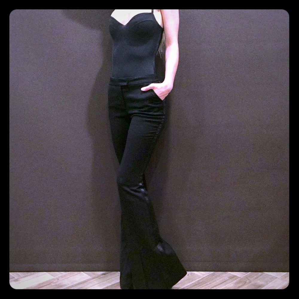 Rachel Zoe Hi Waisted Tuxedo Wide Leg Trousers / 0