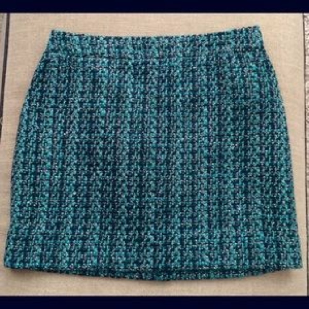 J Crew Tweed Turquoise Skirt