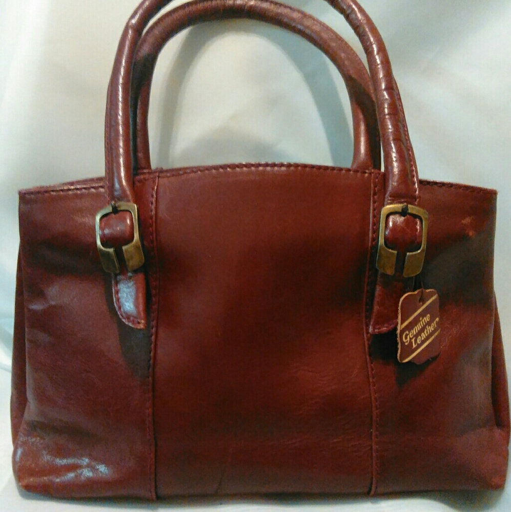 Genuine Leather Milk Chocolate Satchel.