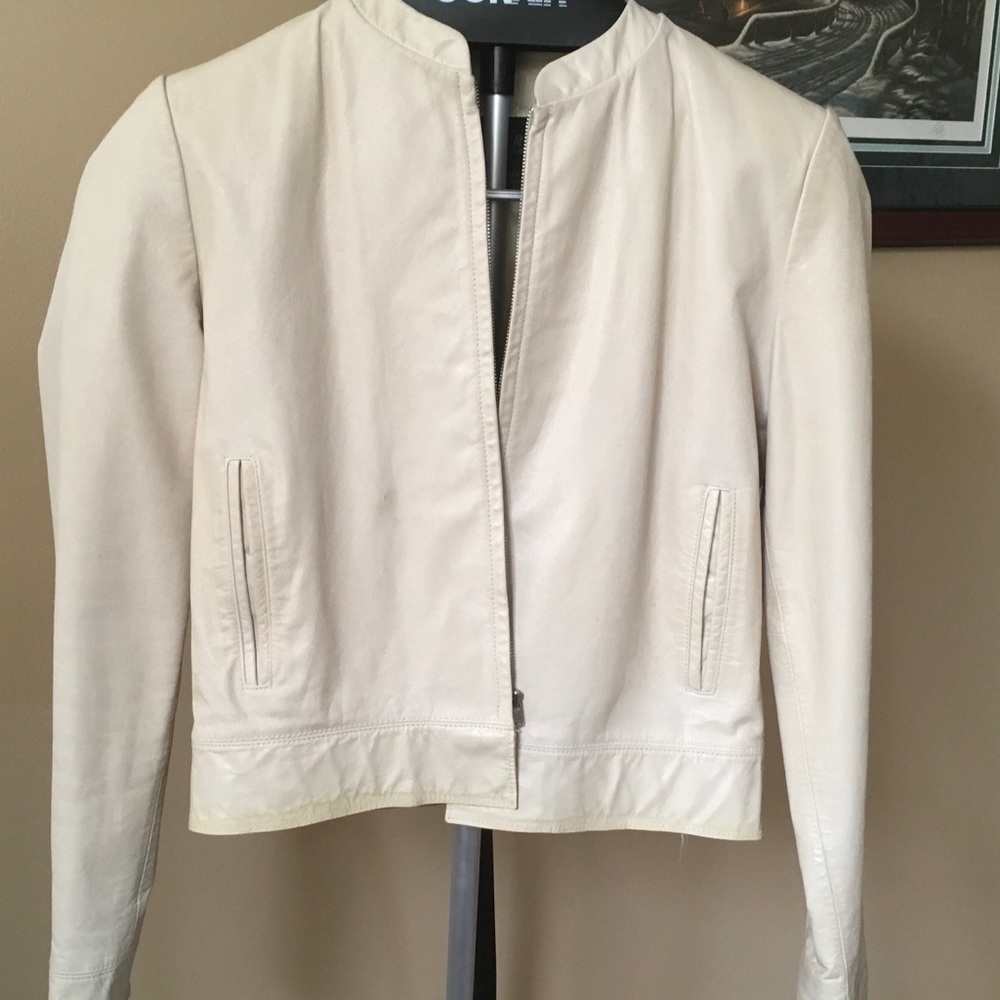 Off white leather jacket