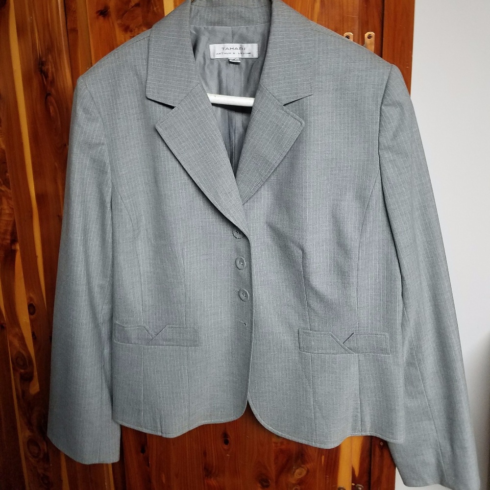 Tahari Grey Skirt Suit