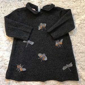 zara baby girl dark gray dress w/bug designs.