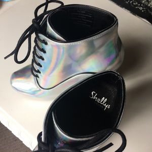 Shellys London Holographic Platform Heels
