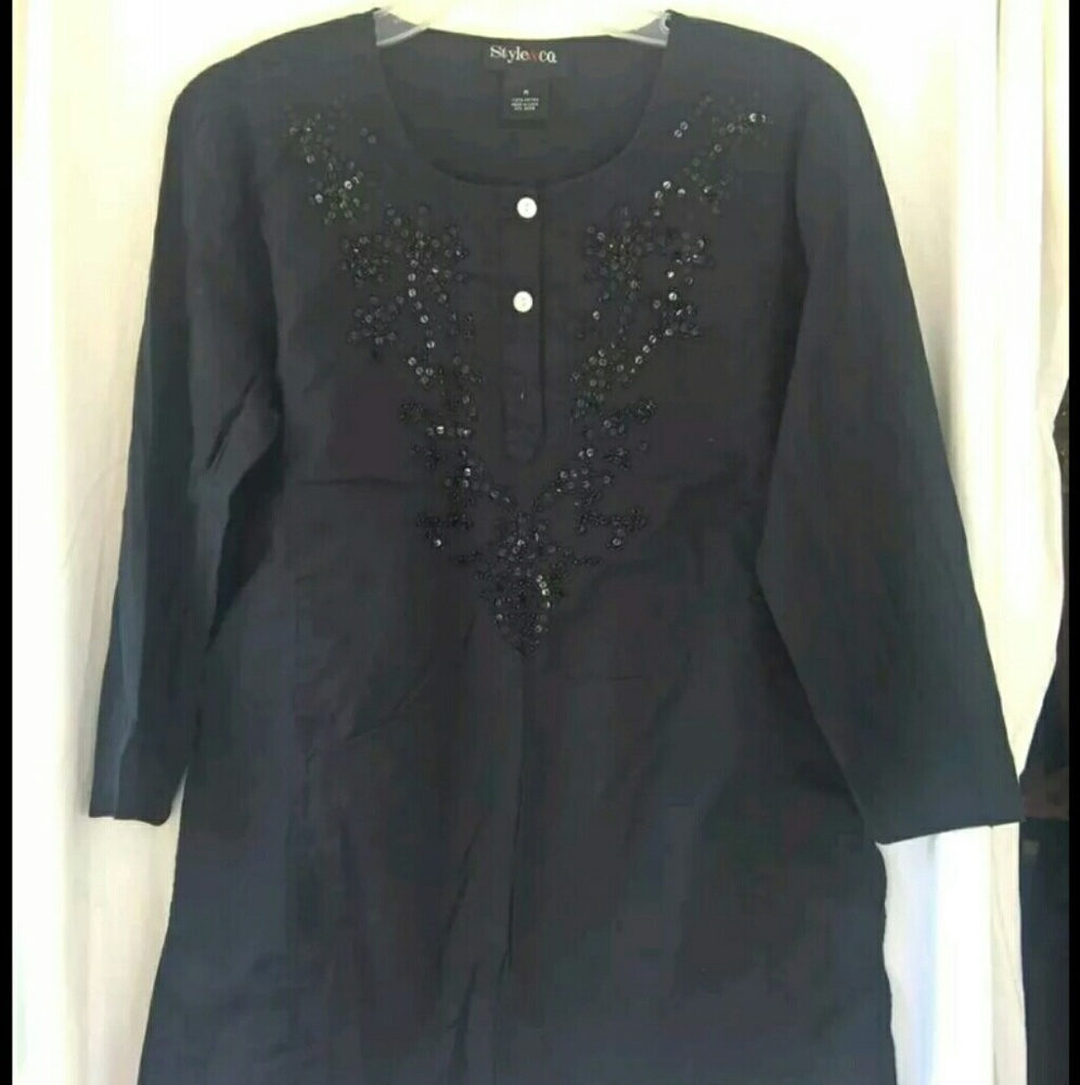 Style & Co Womens Pullover Blouse Sz M