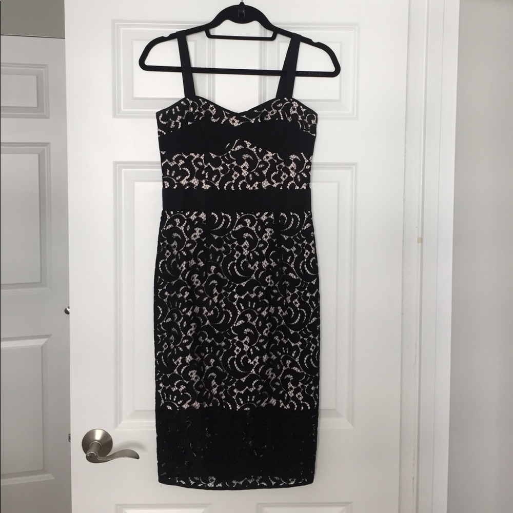 Milly black lace bustier dress